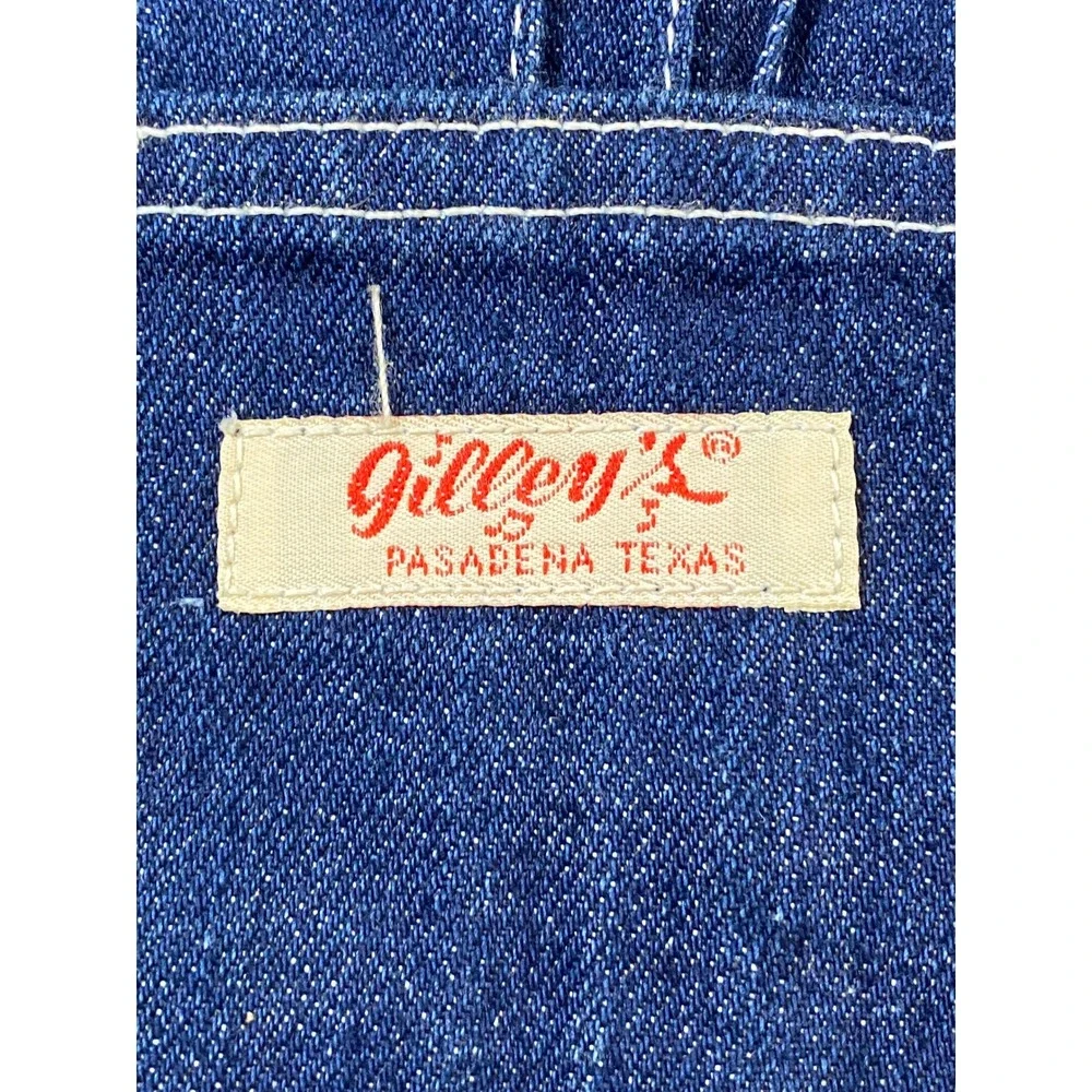 Vintage Gilleys Pasadena Texas Denim Western Vest Blue Mens‎ Small Bull Riding